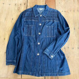 Vintage Saint Germain Southwestern Denim Jacket Over Shirt L Made in USA Western